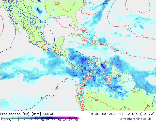 Z500/Rain (+SLP)/Z850 ECMWF Qui 30.05.2024 12 UTC