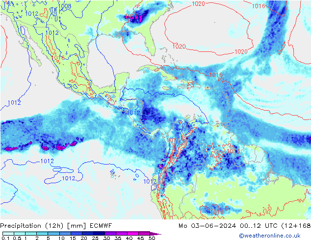 Precipitação (12h) ECMWF Seg 03.06.2024 12 UTC