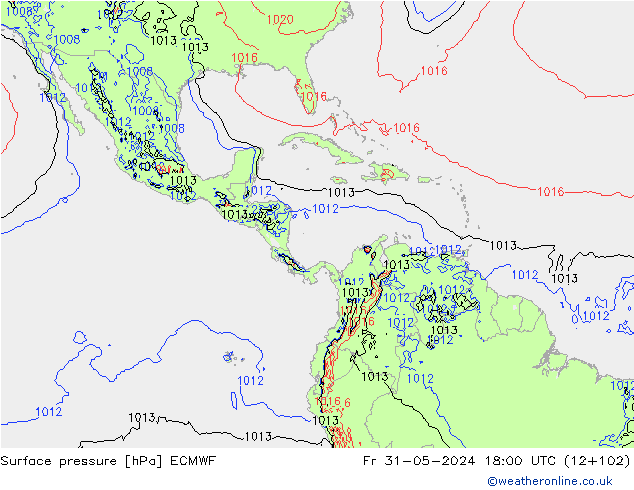 Atmosférický tlak ECMWF Pá 31.05.2024 18 UTC