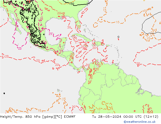 Yükseklik/Sıc. 850 hPa ECMWF Sa 28.05.2024 00 UTC