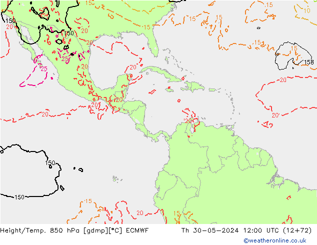 Z500/Rain (+SLP)/Z850 ECMWF Qui 30.05.2024 12 UTC