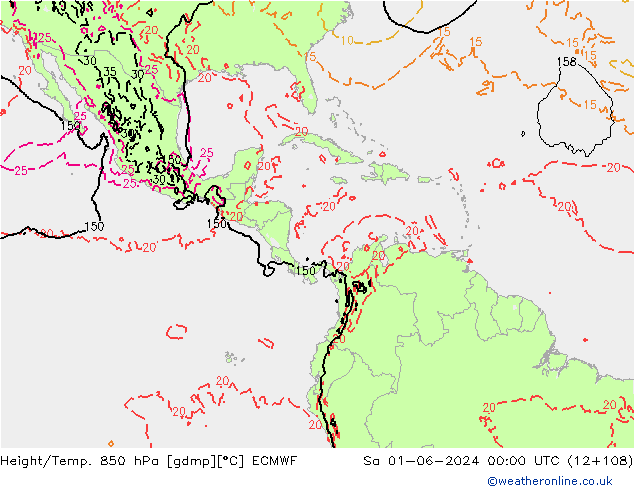 Height/Temp. 850 hPa ECMWF Sáb 01.06.2024 00 UTC