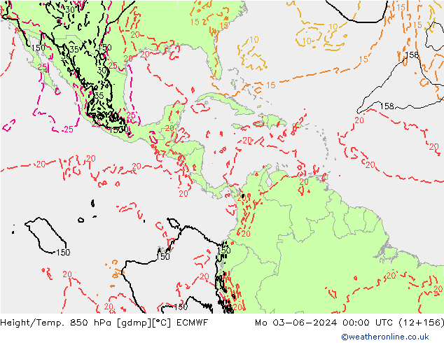 Height/Temp. 850 hPa ECMWF Mo 03.06.2024 00 UTC