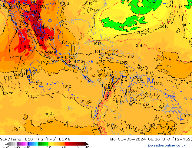 SLP/Temp. 850 hPa ECMWF lun 03.06.2024 06 UTC