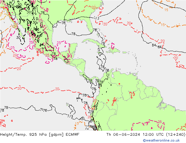 Hoogte/Temp. 925 hPa ECMWF do 06.06.2024 12 UTC