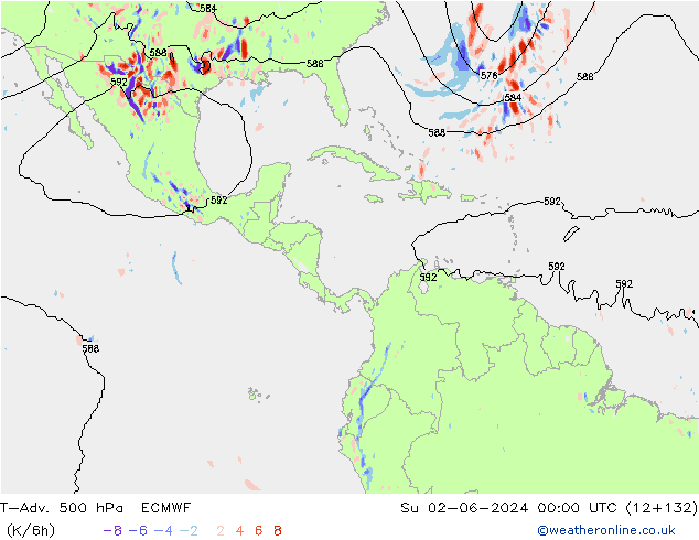 T-Adv. 500 hPa ECMWF nie. 02.06.2024 00 UTC