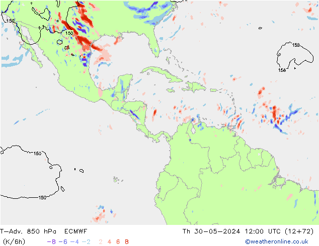 T-Adv. 850 hPa ECMWF do 30.05.2024 12 UTC