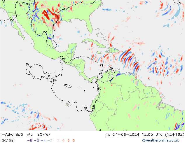 T-Adv. 850 hPa ECMWF Tu 04.06.2024 12 UTC