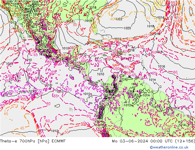 Theta-e 700hPa ECMWF Mo 03.06.2024 00 UTC