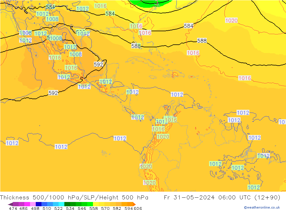 Schichtdicke 500-1000 hPa ECMWF Fr 31.05.2024 06 UTC