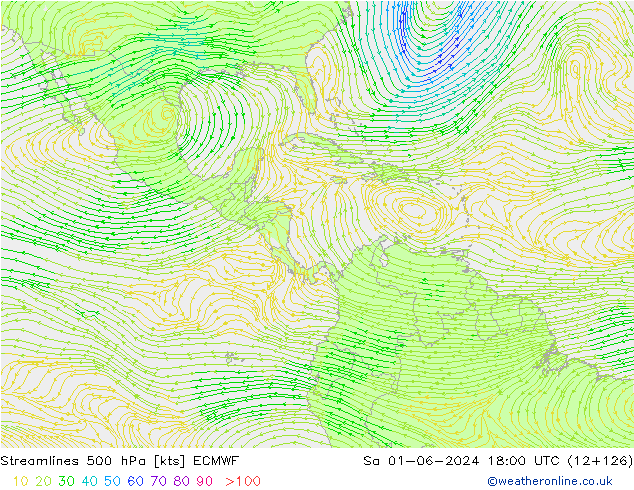 Streamlines 500 hPa ECMWF Sa 01.06.2024 18 UTC