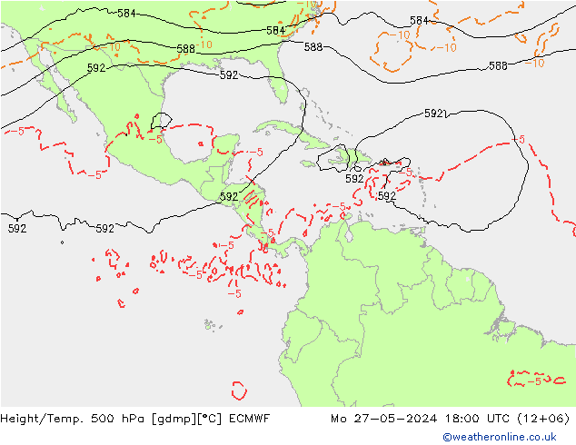 Z500/Rain (+SLP)/Z850 ECMWF пн 27.05.2024 18 UTC