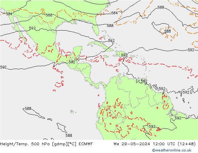 Z500/Rain (+SLP)/Z850 ECMWF St 29.05.2024 12 UTC