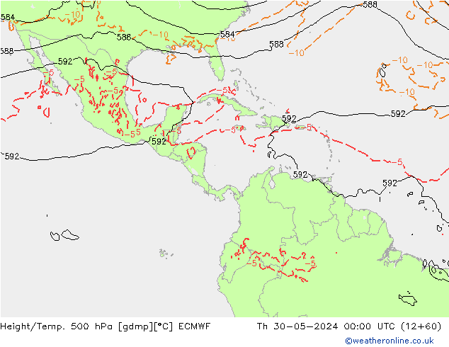 Z500/Rain (+SLP)/Z850 ECMWF Th 30.05.2024 00 UTC