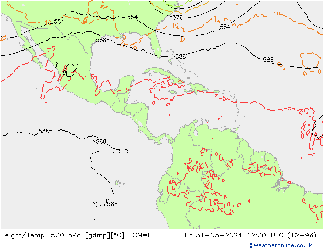 Z500/Rain (+SLP)/Z850 ECMWF  31.05.2024 12 UTC