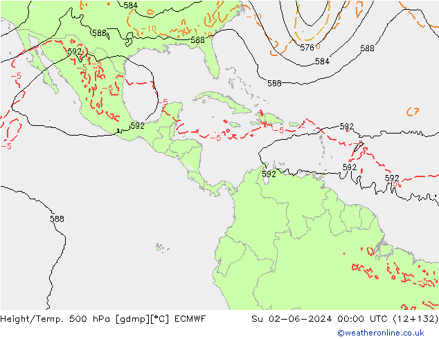 Z500/Rain (+SLP)/Z850 ECMWF Su 02.06.2024 00 UTC