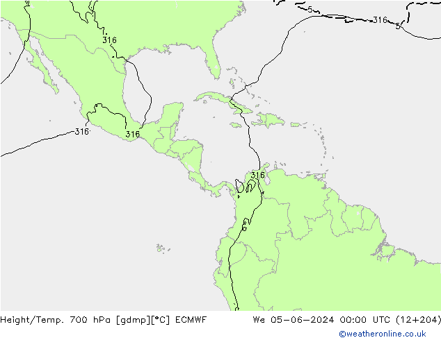 Height/Temp. 700 hPa ECMWF  05.06.2024 00 UTC