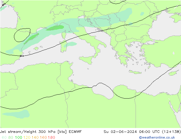 Straalstroom ECMWF zo 02.06.2024 06 UTC