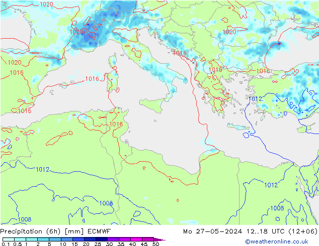 Z500/Rain (+SLP)/Z850 ECMWF Mo 27.05.2024 18 UTC