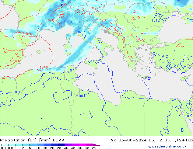 Z500/Rain (+SLP)/Z850 ECMWF Mo 03.06.2024 12 UTC