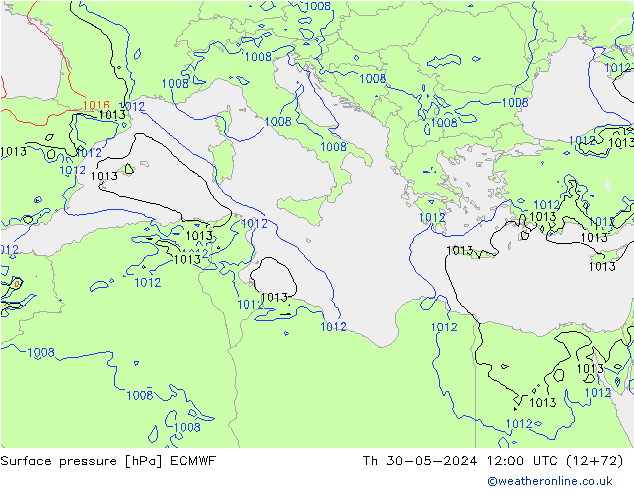 Surface pressure ECMWF Th 30.05.2024 12 UTC