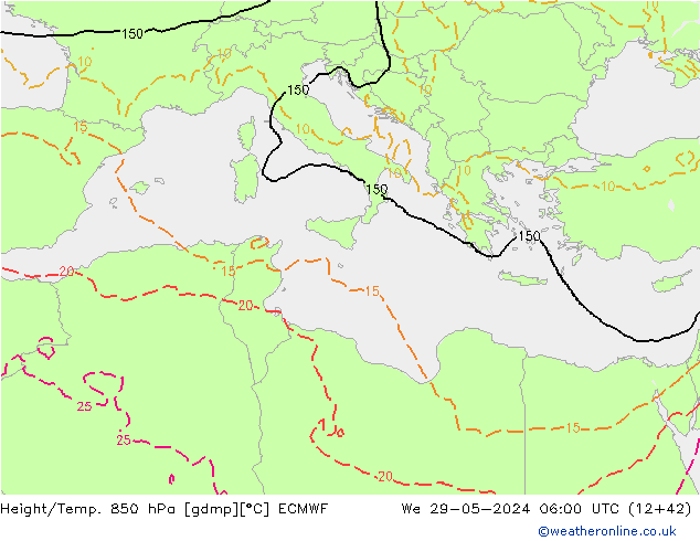 Z500/Rain (+SLP)/Z850 ECMWF We 29.05.2024 06 UTC