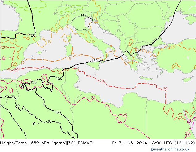 Z500/Rain (+SLP)/Z850 ECMWF  31.05.2024 18 UTC