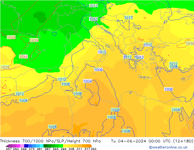 Thck 700-1000 hPa ECMWF  04.06.2024 00 UTC