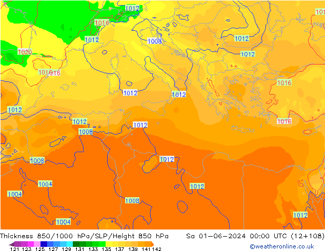 Thck 850-1000 hPa ECMWF So 01.06.2024 00 UTC