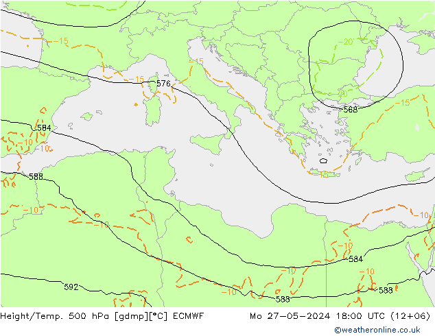 Z500/Rain (+SLP)/Z850 ECMWF  27.05.2024 18 UTC