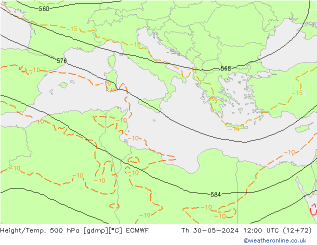 Z500/Rain (+SLP)/Z850 ECMWF  30.05.2024 12 UTC