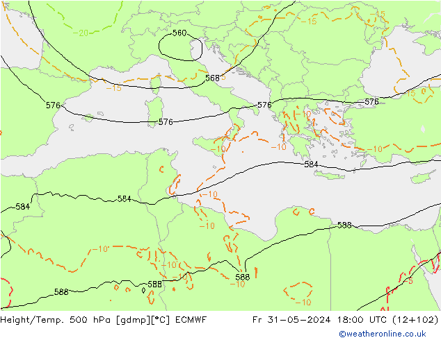 Z500/Rain (+SLP)/Z850 ECMWF  31.05.2024 18 UTC