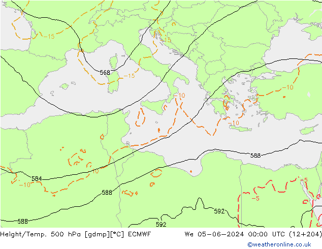 Height/Temp. 500 hPa ECMWF We 05.06.2024 00 UTC