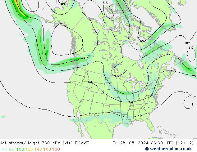 Jet stream/Height 300 hPa ECMWF Tu 28.05.2024 00 UTC