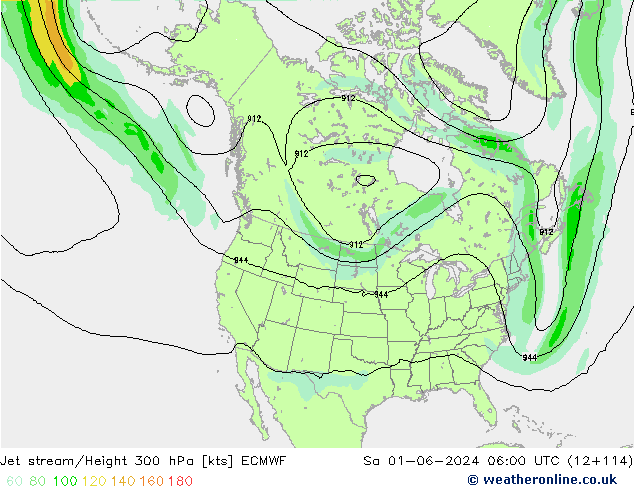 Jet stream/Height 300 hPa ECMWF Sa 01.06.2024 06 UTC