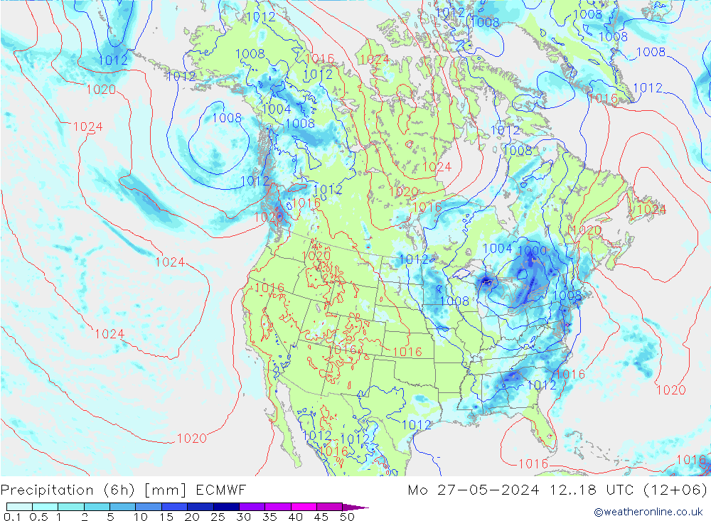 Z500/Rain (+SLP)/Z850 ECMWF Mo 27.05.2024 18 UTC