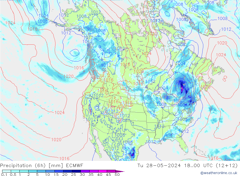 Z500/Rain (+SLP)/Z850 ECMWF Tu 28.05.2024 00 UTC