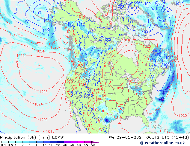 Z500/Rain (+SLP)/Z850 ECMWF We 29.05.2024 12 UTC