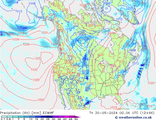 Z500/Rain (+SLP)/Z850 ECMWF Qui 30.05.2024 06 UTC