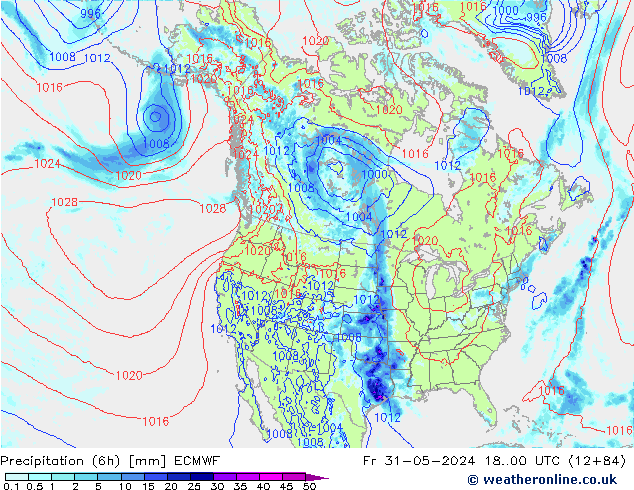 Z500/Rain (+SLP)/Z850 ECMWF Fr 31.05.2024 00 UTC