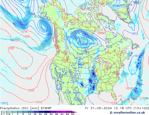 Z500/Rain (+SLP)/Z850 ECMWF Fr 31.05.2024 18 UTC