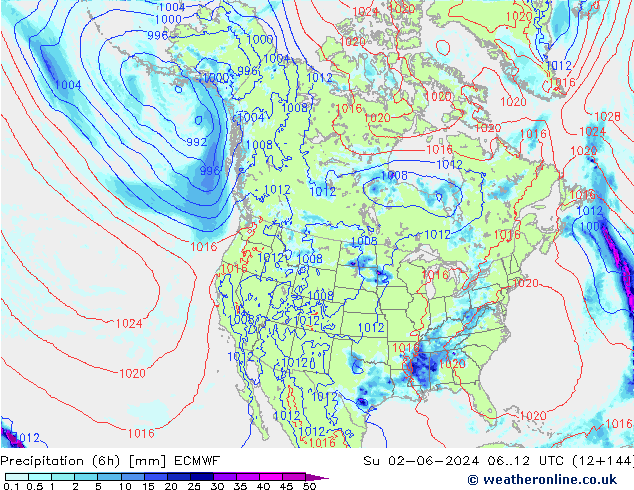 Z500/Rain (+SLP)/Z850 ECMWF So 02.06.2024 12 UTC