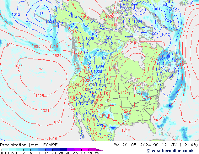 Precipitation ECMWF We 29.05.2024 12 UTC