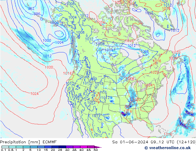 Precipitation ECMWF Sa 01.06.2024 12 UTC