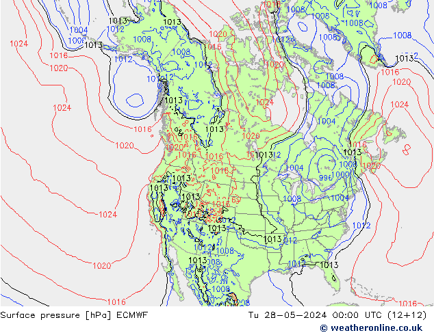 Presión superficial ECMWF mar 28.05.2024 00 UTC