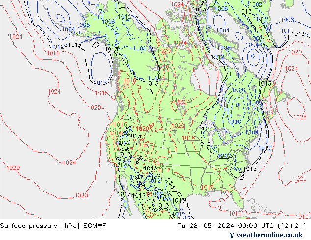 Bodendruck ECMWF Di 28.05.2024 09 UTC