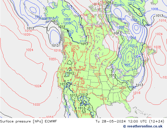 Bodendruck ECMWF Di 28.05.2024 12 UTC