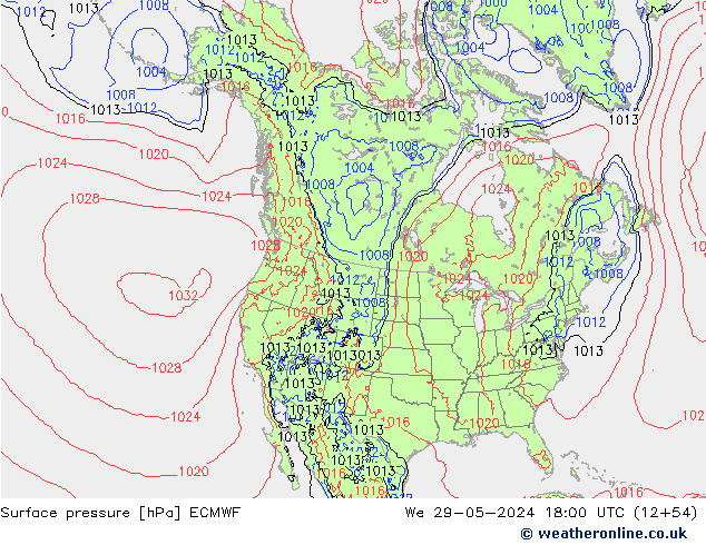 Yer basıncı ECMWF Çar 29.05.2024 18 UTC