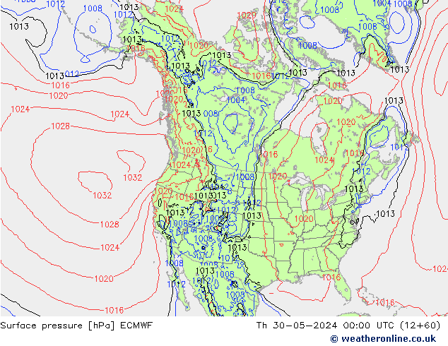 приземное давление ECMWF чт 30.05.2024 00 UTC