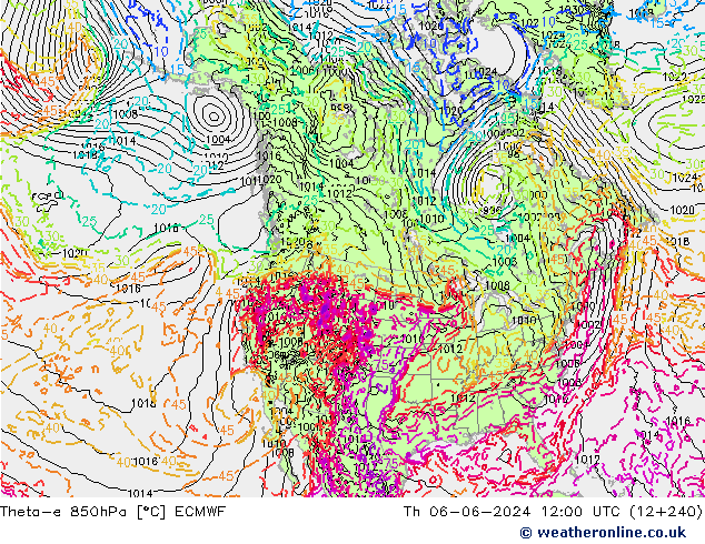 Theta-e 850hPa ECMWF do 06.06.2024 12 UTC